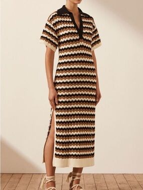 Shona Joy Crochet Knit Polo Dress